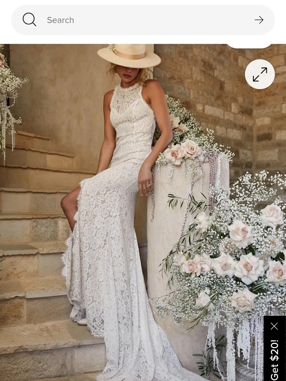 Lulu's Ivory High-Neck Lace Wedding Dress